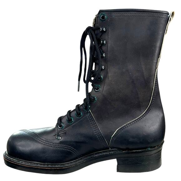 Vintage Turntec Men’s Linesman Black Logger Safety Toe Moto Boots Size US 10 D - Picture 2 of 11